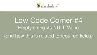Empty string Vs. NULL (Low Code Corner #4)