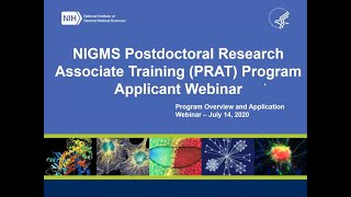 How to Apply for the NIGMS Postdoctoral Research Associate Training (PRAT) Program - 2020 Webinar