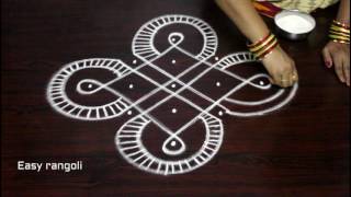 how to draw simple sikku kolam designs with 5 dots for beginners || easy rangoli designs || muggulu