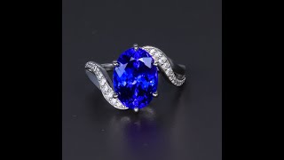 14K White Gold Oval Tanzanite and Diamond Ring 7.0 Carats