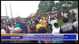 Desperate Benin residents loot COVID-19 relief items from govt. warehouse