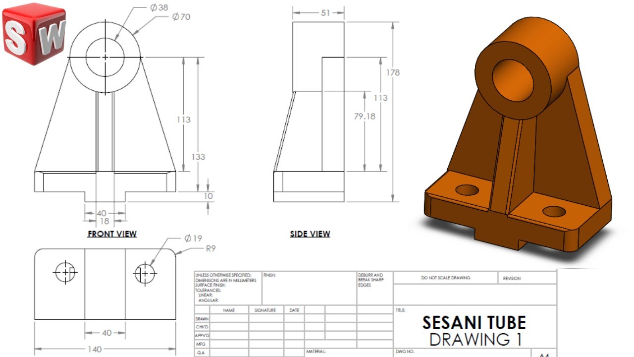 SOLIDWORKS DRAWING TUTORIAL 1 - YouTube