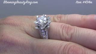 Unique 1.37 ctw Small Blooming Beauty Flower Engagement Rings