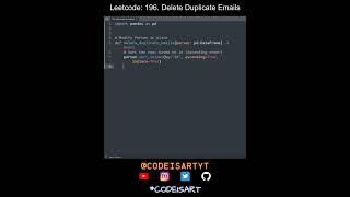 Leetcode 196. Delete Duplicate Emails in Python | Python Leetcode | Python Coding Tutorial | ASMR