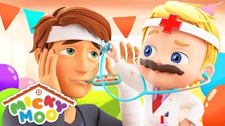 Doctor Checkup Song | Daddy Gets a Boo Boo + More | Micky Moo Nursery Rhymes