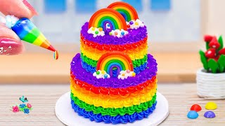 Dreamy Rainbow Buttercream Cake 💘 Unforgettable Miniature Dessert Cake Ideas 🌈 Mini Sweet Taste