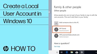 Create a Local User Account in Windows 10 | HP Computers | HP Support