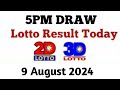 Lotto Result Today 5pm draw August 9 2024 Swertres Ez2 PCSO complete