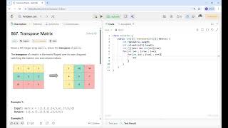 Transpose Matrix | LeetCode 867 | Java