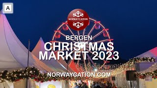 Bergen Christmas Market 2023 in the evening