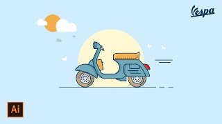 #20 Tutorial Illustrator | Cara Membuat Vektor Vespa Vintage di Adobe Illustrator