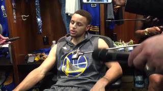 Stephen Curry on using towel to foil Draymond: "I threw it and knocked the cup out of his hand"