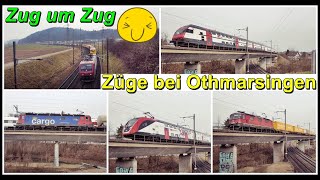 Swiss passenger \u0026 freight trains / Züge beim Gleisdreieck Othmarsingen, Kanton Aargau, Schweiz 2022