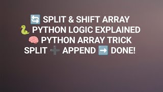 Python Program to Split Array and Add First Part to the End