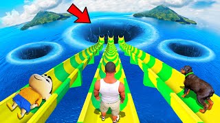 SHINCHAN AND FRANKLIN TRIED THE DEEPEST HOLE WATER SLIDE MELA CHALLENGE IN HOT SUMMER GTA 5
