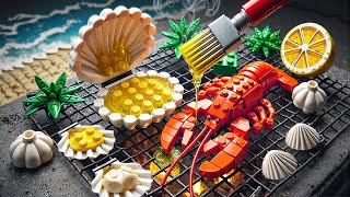 Eating Grilled Seafood in Mukbang Party - LEGO Cooking Stop Motion ASMR