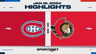 NHL Highlights | Canadiens vs. Senators - January 18, 2024