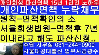 개인파산면책 누락채무 면책확인의 소가 원칙이나 서울회생법원 특칙