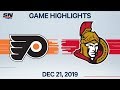 NHL Highlights | Flyers vs. Senators – Dec. 21, 2019