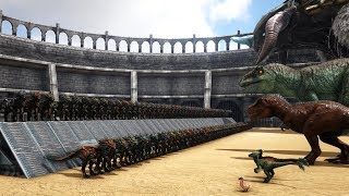 100 Velonasaurs VS ARK Dinosaurs [TURRET MODE] | Cantex