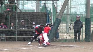 20130303 武蔵府中戦　センターオーバー三塁打