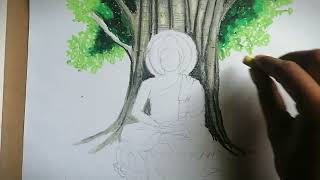 How to draw lord buddha |චිත්‍ර | O/L චිත්‍ර | Buddha Drawing easy | Lord Buddha Drawing  #buddha