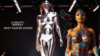 AI Beauty: Stunning Goddess Body Painted Women Fashion Show (EDM)