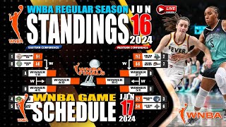 WNBA Standings 2024 June 16 | WNBA Schedule June 17, 2024 | WNBA highlights