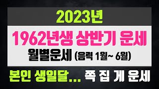 2023년62년생호랑이띠 상반기운세 62세 1962년생 음력1월부터 6월 범띠상반기