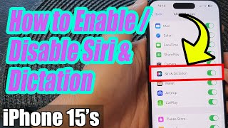 iPhone 15/15 Pro Max: How to Enable/Disable Siri & Dictation