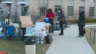 Boise Idaho's unhoused community sets up tents on the old Ada County Courthouse lawn