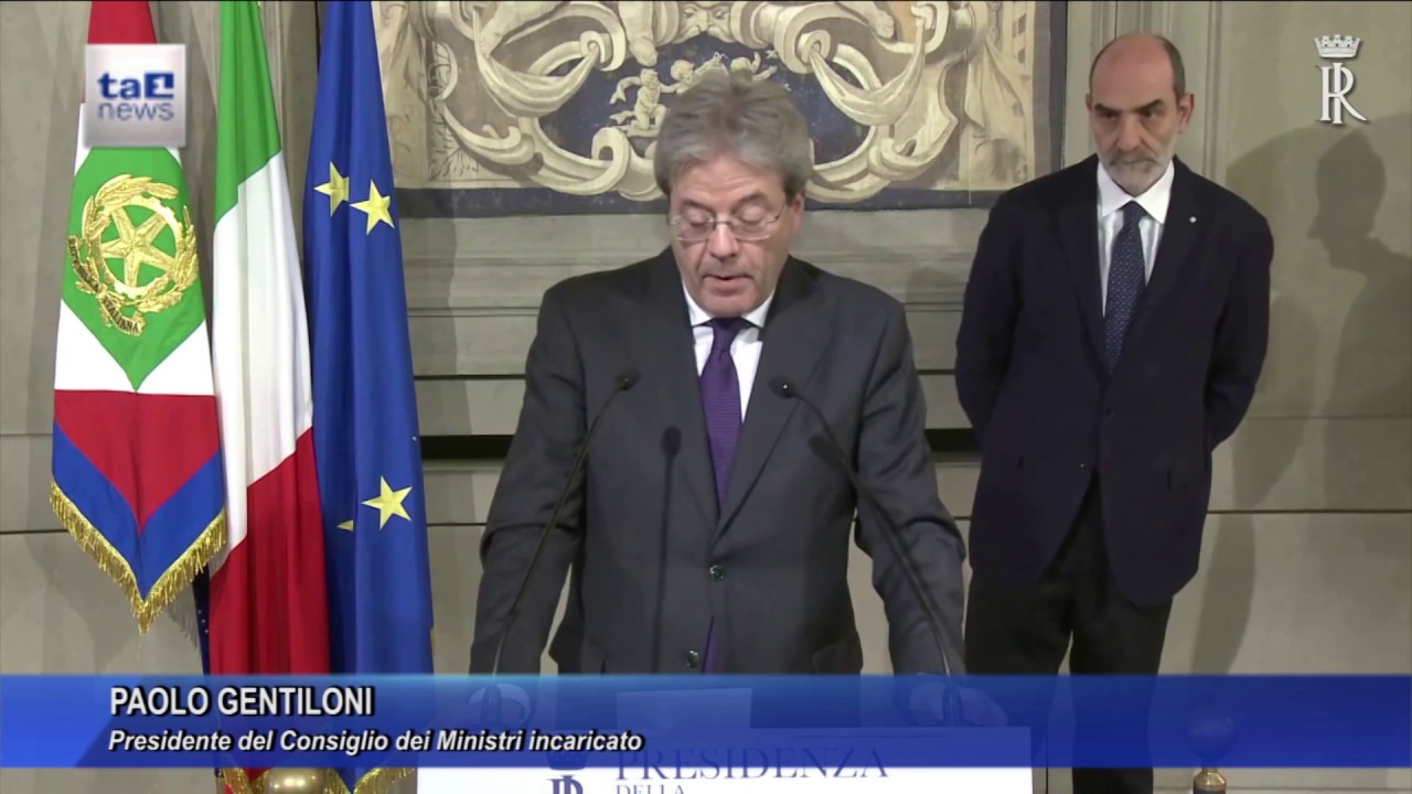 NASCE NUOVO GOVERNO, GENTILONI: "PROSEGUIAMO LAVORO RENZI" - YouTube