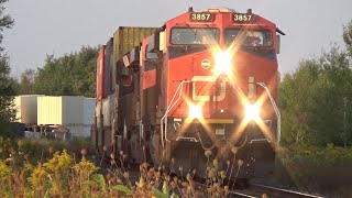 Huge Wave from the Hogger! Long Stack Train CN 120 w/DPU rolling thru Moncton, NB