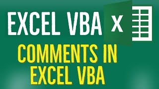 Excel VBA Tutorial for Beginners 37 - Comments in Excel VBA