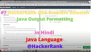 #7 HackerRank Java Output Formatting DSA Problem Solution in Hindi Java Language #HackerRank