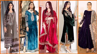 Elegant party Wear Velvet dress design 2024-25||Velvet suit Designs||Fancy dress 2024 ||Velvet dress