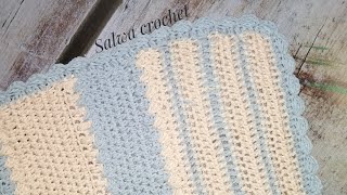 كروشيه إطار بسيط لبطانيه بغرزه العامودCrochet a simple frame for a blanket with a column stitch