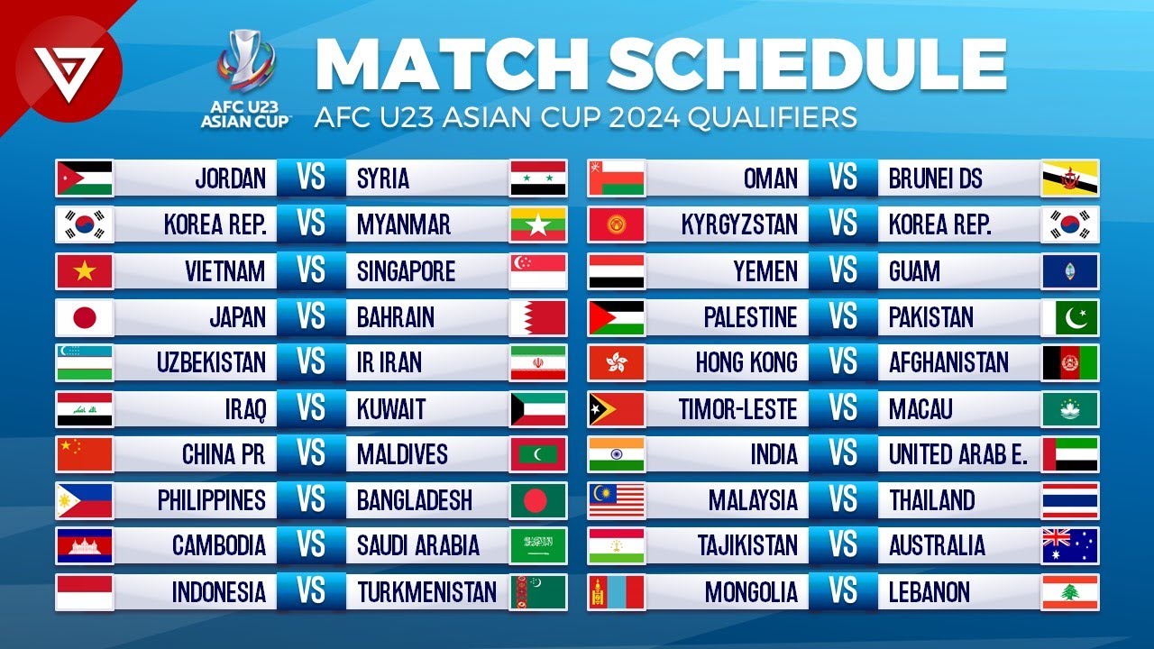 Match Schedule AFC U23 Asian Cup 2024 Qualifiers - Full Fixtures Dates ...