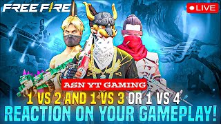 1V2 AND 1V3 OR 1V4 REACTION ON YOUR GAMEPLAY | FF Live Telugu Hindi| nonstop Rooms❤