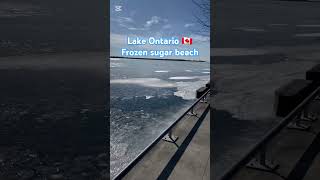 Frozen lake in Ontario located at Sugar beach ⛱️ #ice #frozenlake #coldweather #iceland #winter