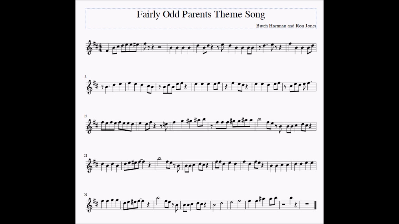 Fairly Odd Parents Theme Song Piano Sheet Music - Theme Image