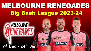Melbourne Renegades squad for BBL 2023-24 | big bash league 2023 all team squad