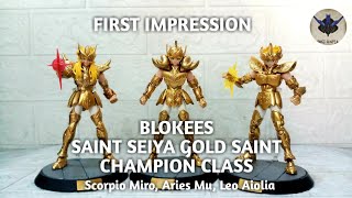 Blokees Champion Class Saint Seiya Gold Saint Scorpio Miro, Aries Mu, Leo Aiolia #saintseiya