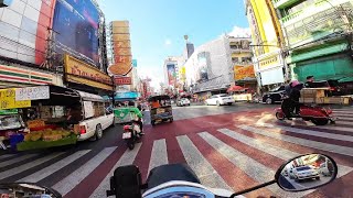 I love riding a motorbike in Bangkok.