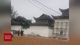 The Outer Walls Of Wenchang Pavilion In Jiangxi Province’s Ruichang City Are Being Painted