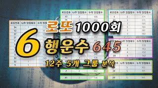 1000회 예상 로또번호 12주 5개 그룹 오늘 1000회 로또 6개 행운수 번호 분석