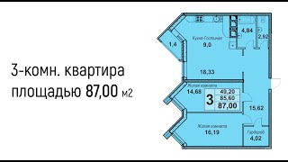 Обзор 3-комн. 87 м² в ЖК \