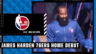 James Harden is introduced to the Philly crowd for the first time | NBA on ESPN