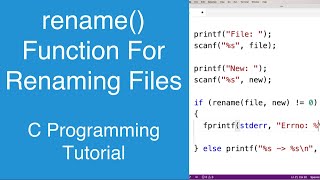rename() Function For Renaming Files | C Programming Tutorial