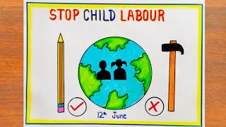 Stop Child Labour Day Poster Drawing || How to Draw World Day Against Child Labour Poster Easy Steps